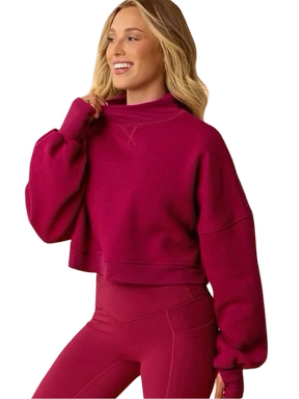 Blogilates Marshmallow Mockneck Sweatshirt - Size Medium - Burgundy